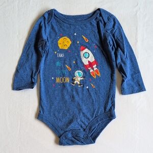 george space rocket moon graphic cotton long sleeve bodysuit 6-12 months baby